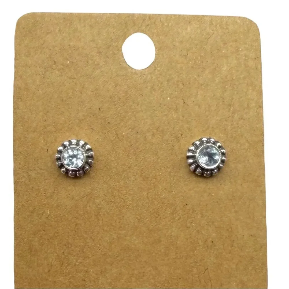 Blue Topaz Stud Earrings Solid 925 Sterling Silver